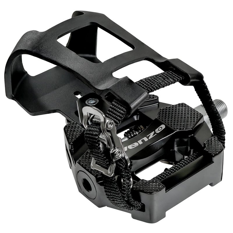 Venzo Fitness Exercise Indoor Bike Compatible with Shimano SPD Pedals with Adjustable Toe Clips & Cleats No Noise - New Model with Stronger Axle - Image 1